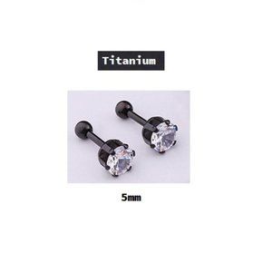 Black ~ 5mm ~ Titanium Six Prong Round Swarovski Crystal Earring